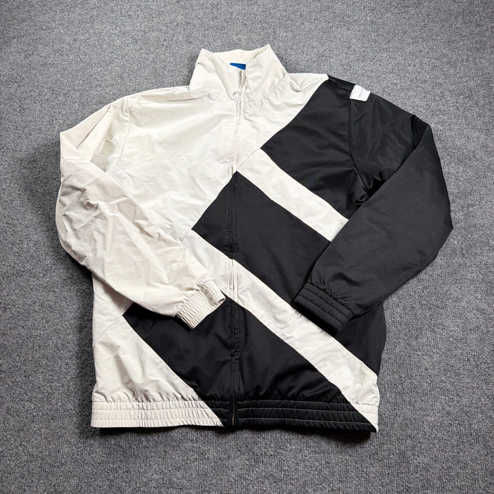 Adidas EQT Bold Track Jacket Mens L Black White Windbreaker All Over Full Zip